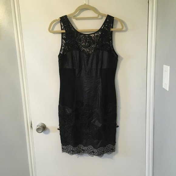 Dresses & Skirts - Lace and Leather Sheath Dress